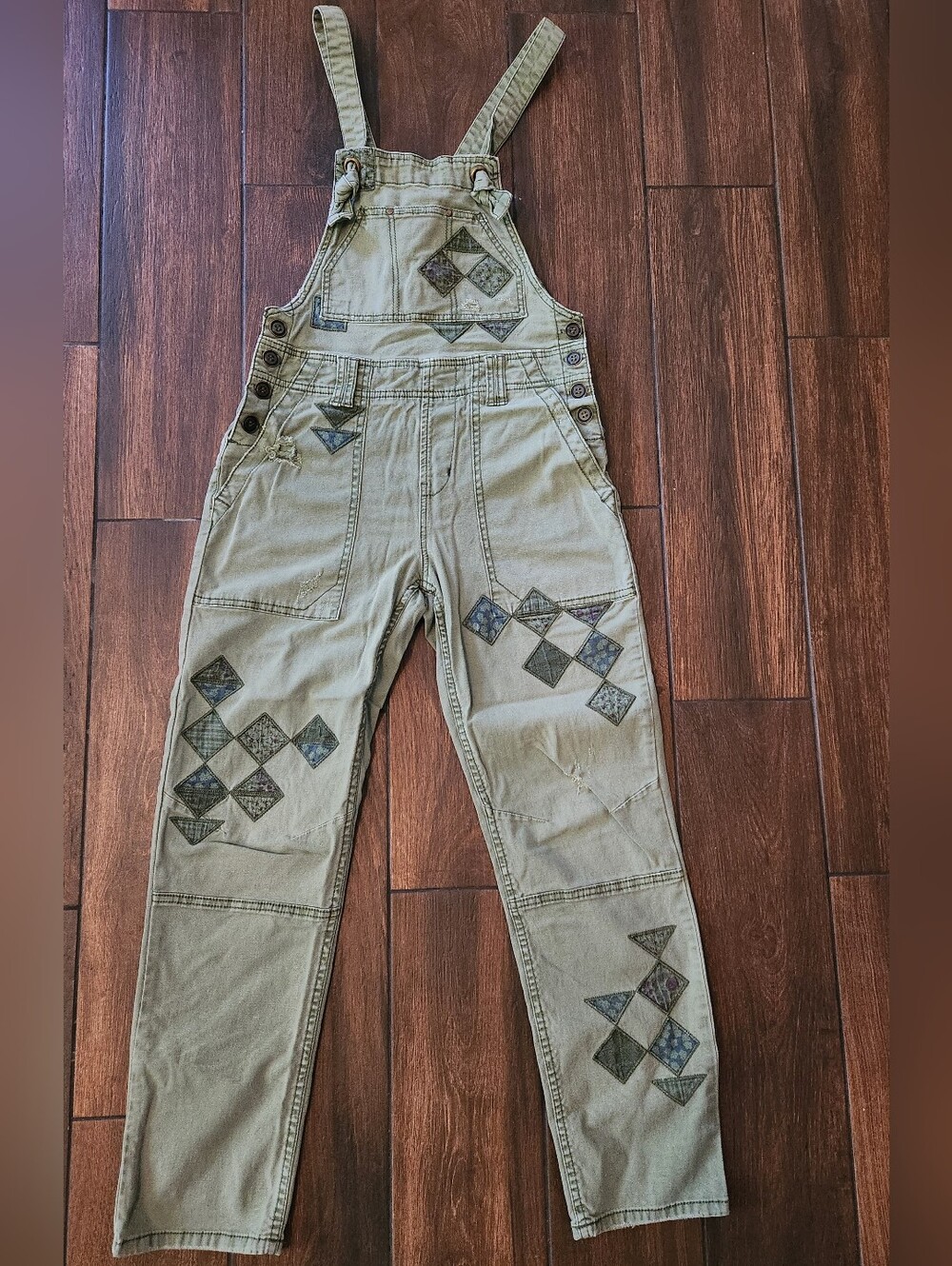Urban Outfitters Olive Green Patchwork Overalls